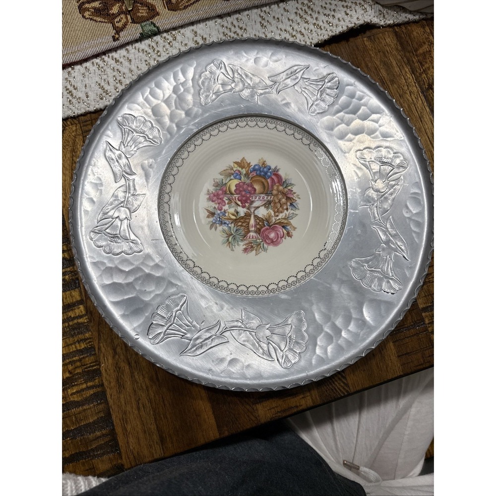 Triumph Limoges Imperial Victorian Platter 12"Porcelain‎ Aluminum 22k White Gold
